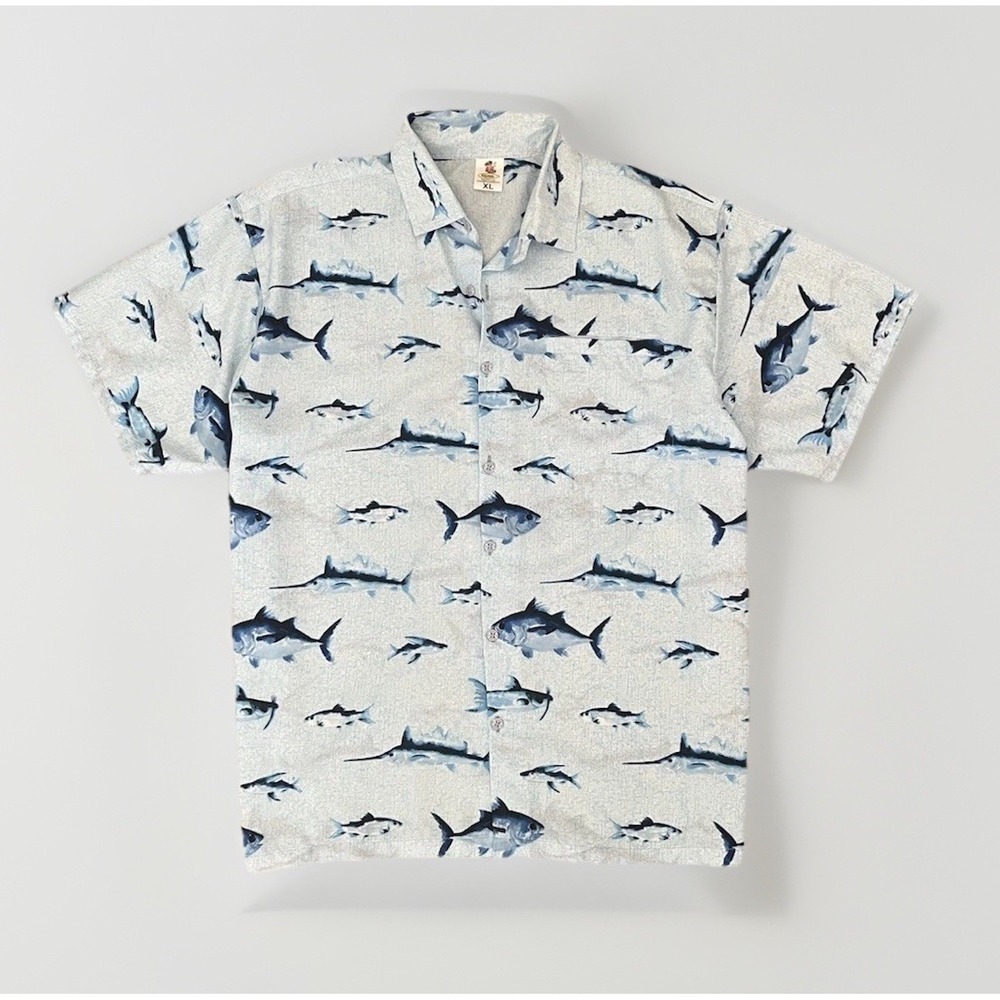 Men's Rima Tropical Fish Shirt XL Lightweight Terivoile Nautical Coastal Boho